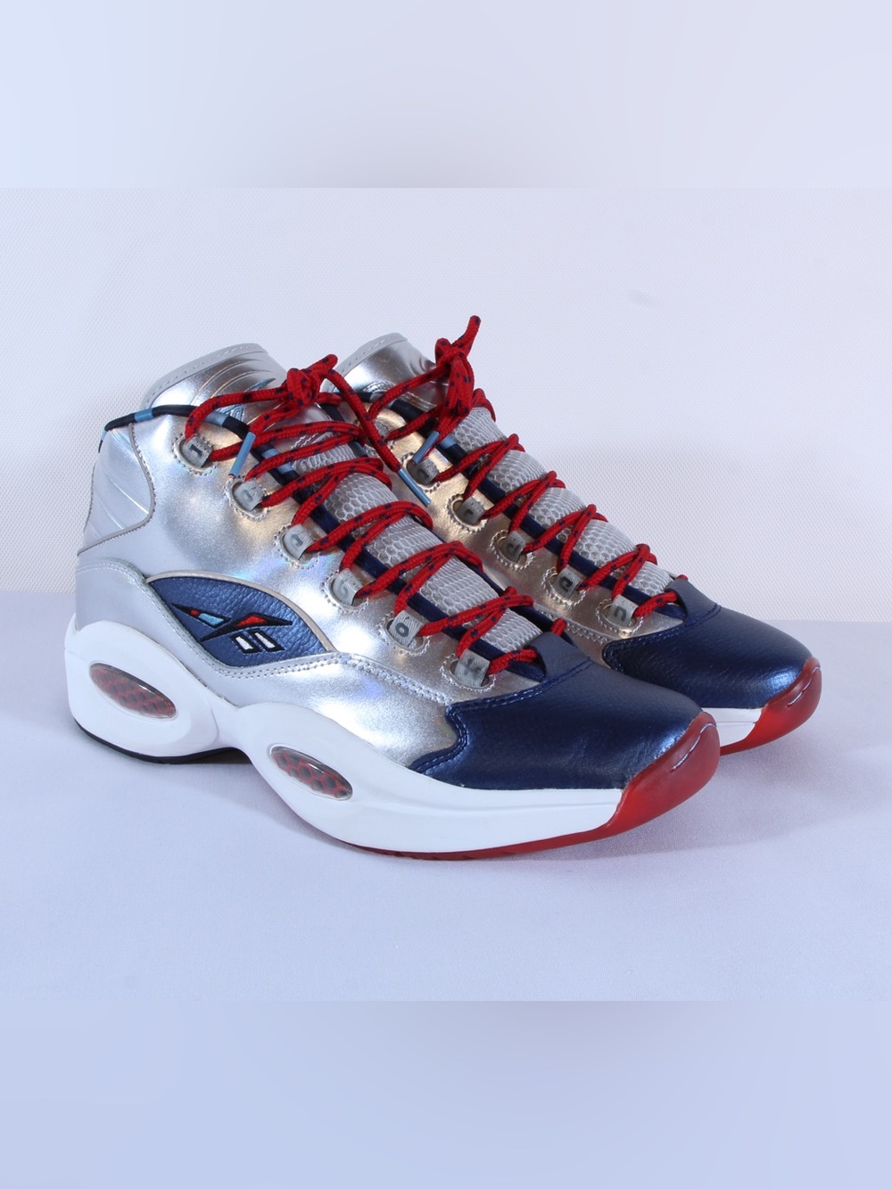 Reebok Men's Silver Blue & Red Question Mid ‘OG Meets OG’ Iverson Harden FZ1366 - Picture 3 of 10